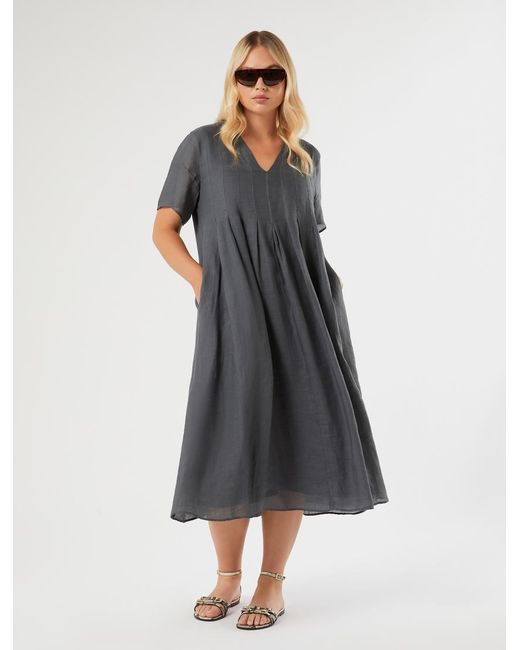 Robe En Sergé De Ramie Marina Rinaldi en coloris Blue