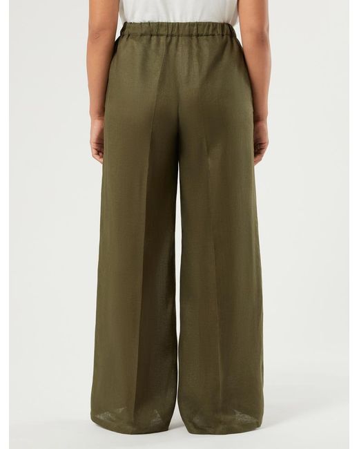 Pantalon Large En Pur Lin Marina Rinaldi en coloris Green