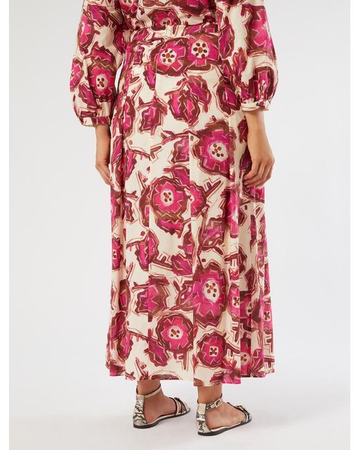 Jupe Longue En Popeline De Coton Marina Rinaldi en coloris Red