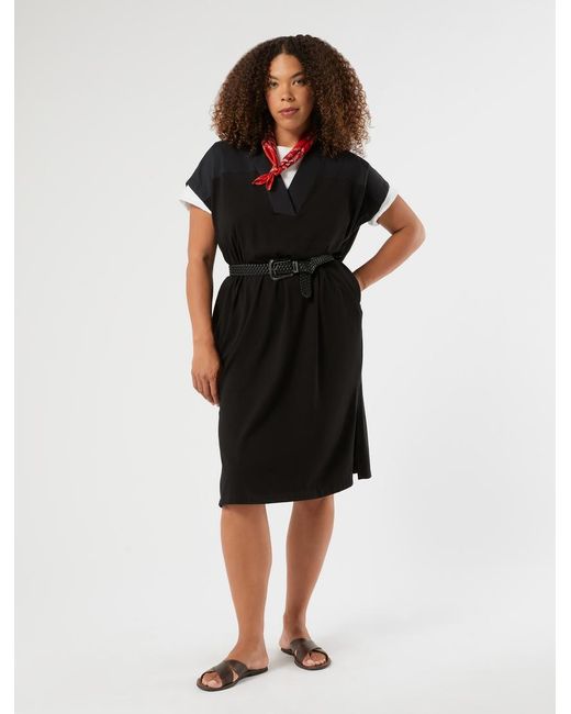 Marina Rinaldi Black Kleid Aus Jersey Und Popeline
