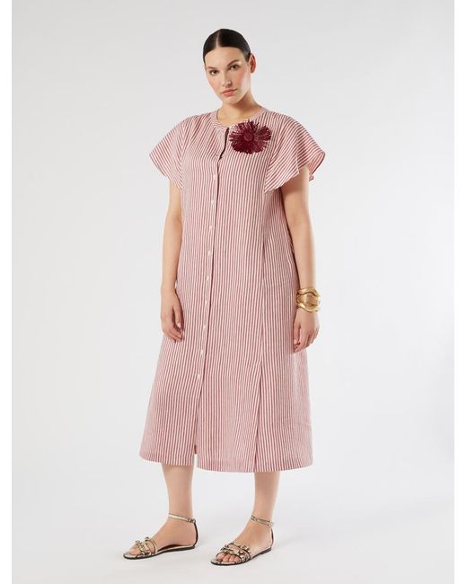 Robe Longue En Toile De Lin Et Soie Marina Rinaldi en coloris Pink