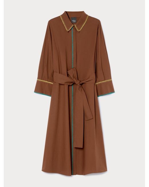 Robe-Chemise En Popeline Avec Broderie Marina Rinaldi en coloris Brown