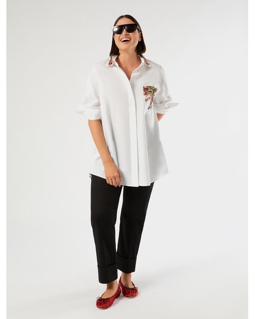 Chemisier En Popeline Avec Broderie Marina Rinaldi en coloris White