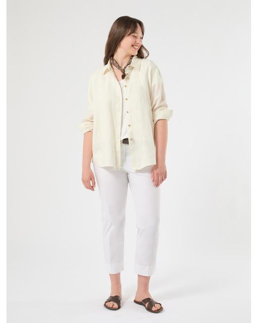 Marina Rinaldi White Hemdbluse Aus Leinen