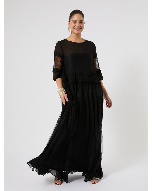 Marina Rinaldi Black Kleid Aus Georgette Und Spitze