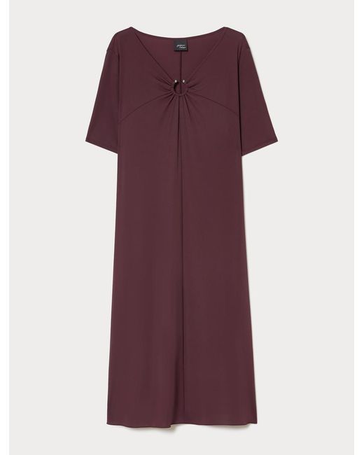 Marina Rinaldi Red Langes Kleid Aus Jersey Mit Drapierung