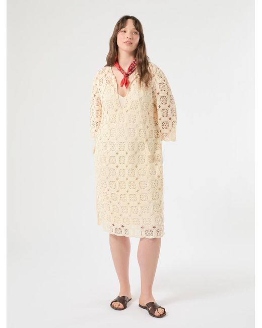 Mini Robe En Crochet Et Jersey Marina Rinaldi en coloris Natural
