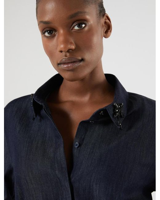 Marina Rinaldi Blue Leichtes Hemdblusenkleid Aus Denim