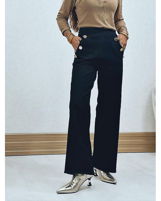 Pantalón Denim Botones Mariquita Trasquilá de color White