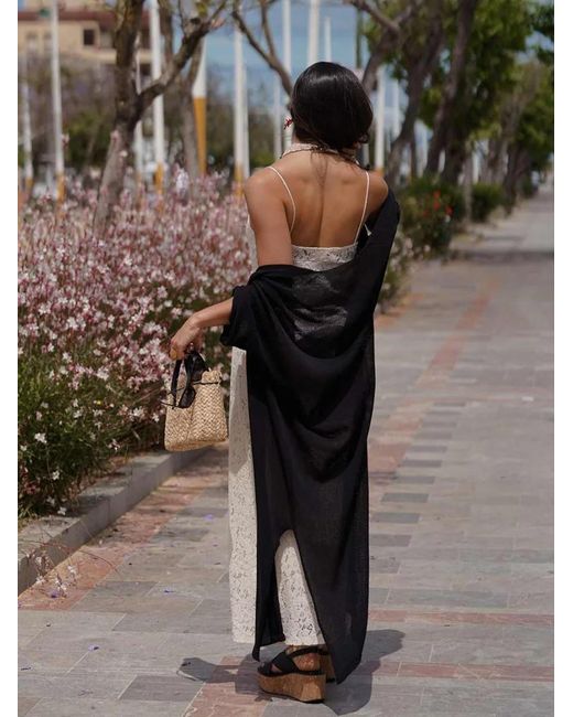 Cárdigan De Hilo Maxi di Mariquita Trasquilá in Black