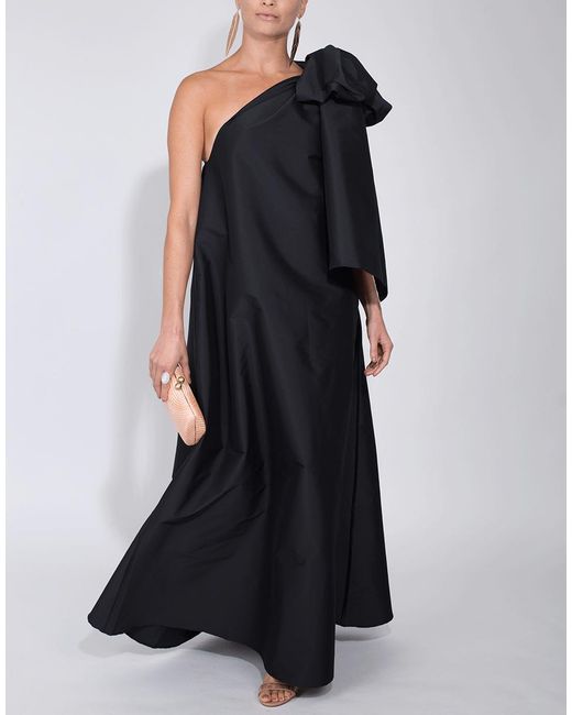 BERNADETTE Synthetic One Shoulder Taffeta Winnie Bow Dress in Black - Lyst