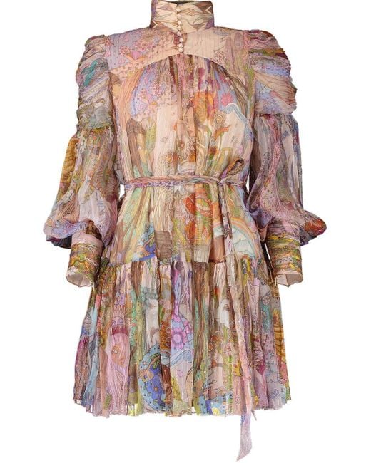 Zimmermann Silk Kaleidoscope Lurex Mini Dress | Lyst