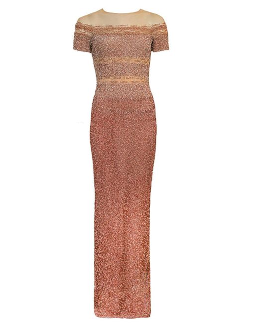 pamella roland ombre sequin gown