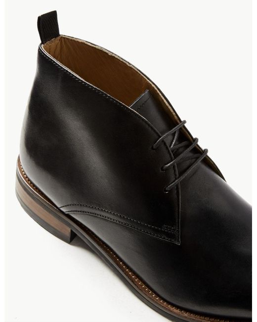 marks and spencer black lace up boots