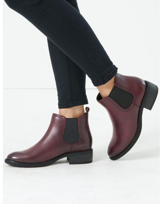 Marks & Spencer Leather Chelsea Ankle Boots in Burgundy (Purple) - Lyst