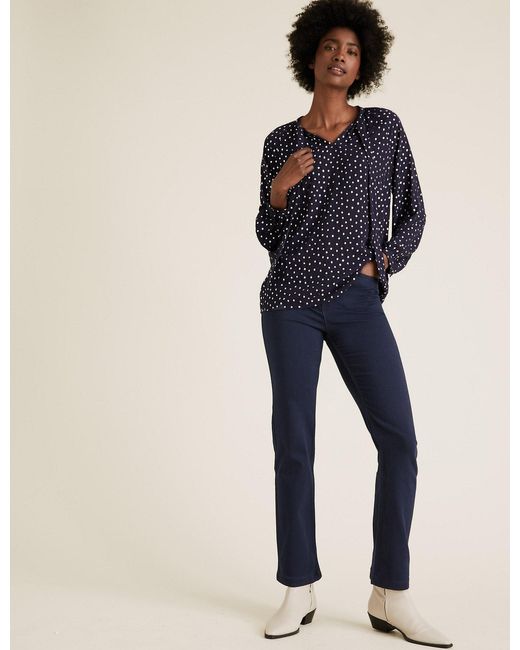 sateen roma rise straight leg jeans