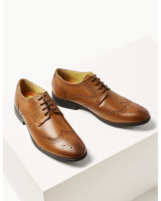 Marks & Spencer Leather Brogue Shoes With Airflextm in Tan (Brown) for