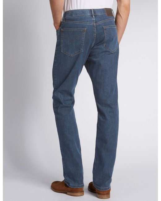 Marks & Spencer Denim Regular Fit Stretch Water Resistant Jeans in Blue ...