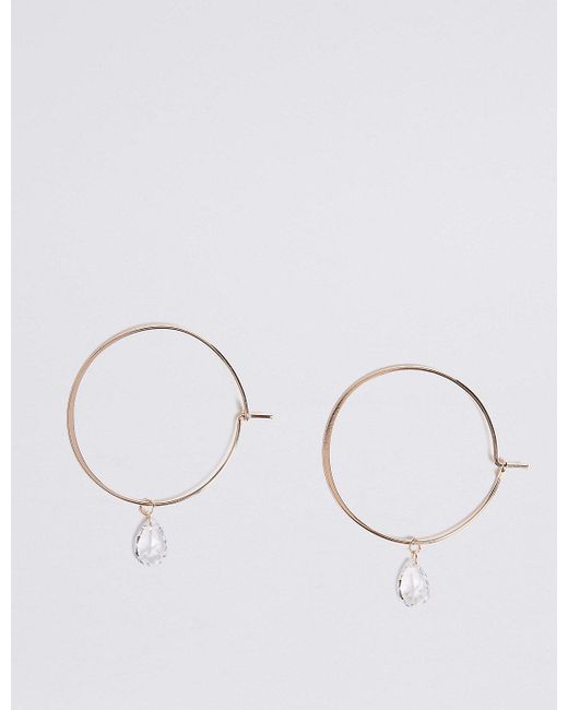 Lyst Marks Spencer Hanging Crystal Hoop Earrings In Metallic Marks Spencer Metallic Hanging Crystal Hoop Earrings Lyst