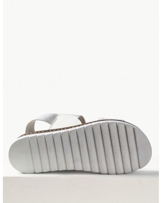 Marks & Spencer Leather Elastic Sandals in White Lyst