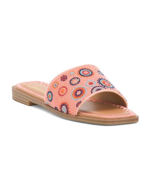 MARSHALLS Pink Beady Beaded Flat Sandals For