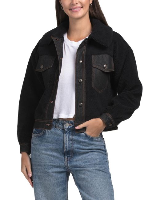 MARSHALLS Black Structured Sherpa Jacket For