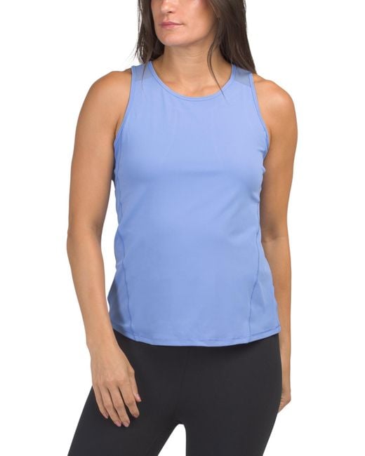 MARSHALLS Blue Interlock Tank Top With Mesh Insert For