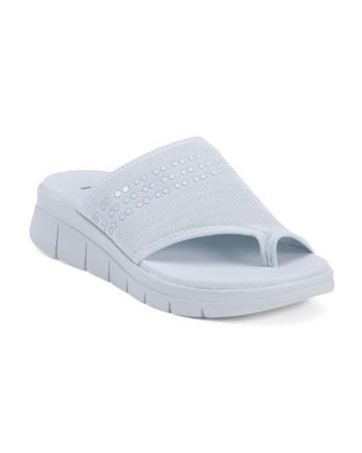 MARSHALLS Blue Wide Width Elegance Slide Sandals For