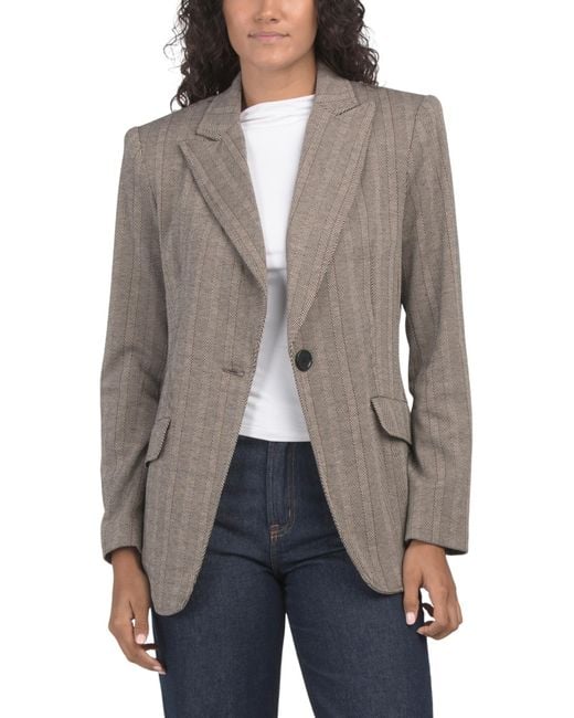 MARSHALLS Gray Double Knit Jacket With Single Button For