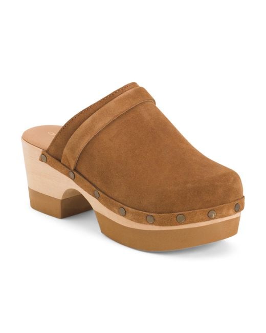 MARSHALLS Brown Leather Olivia Clogs For