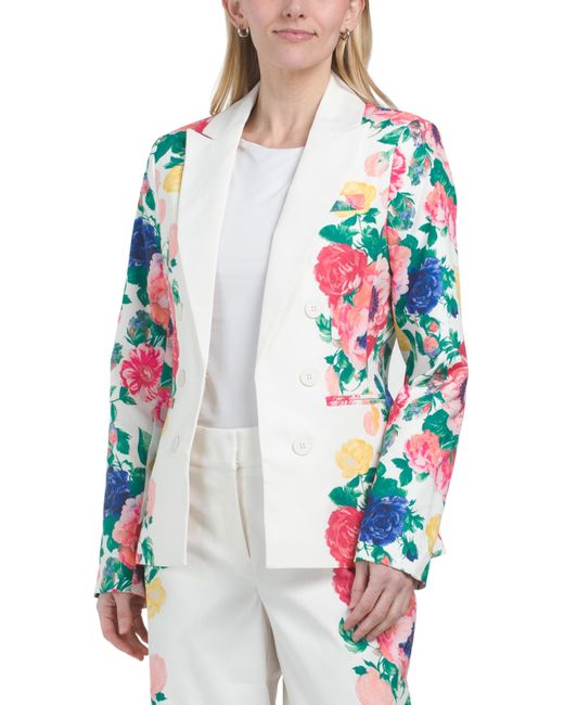 MARSHALLS White Printed Blazer For