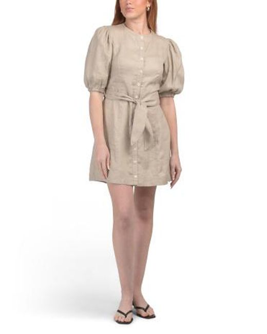 Marshalls Linen Blend Olivia Mini Dress For in Natural | Lyst