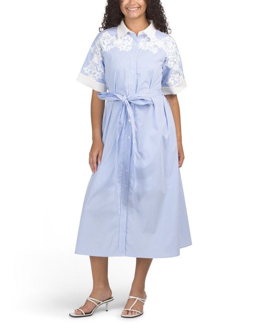 marshalls blue and white dress Women's Short Sleeve Floral Applique Striped Midi For 48In Long SID-FD10589 What Is a Black-tie Quantity:450 cards