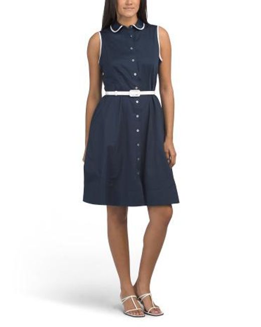 marshalls navy blue dress Marshalls Cotton Sleeveless Dress Shirt Style Mini Dress For in Blue