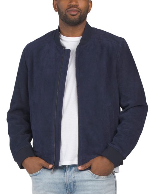 MARSHALLS Blue Suede Bomber Jacket For for men