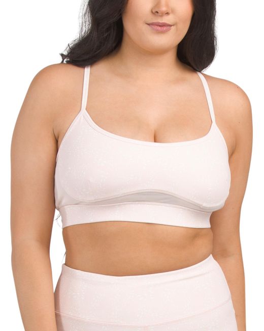 MARSHALLS White Printed Bra Top With Mesh Inserts For