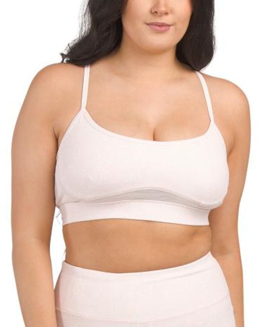 MARSHALLS White Printed Bra Top With Mesh Inserts For
