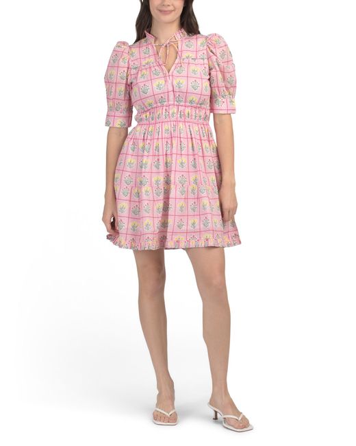 belted shirt dress Women's Paradisa St. Augustine Orange Cotton | Size: M Size:Large/Extra Large (Flexible fit – designed to suit most large to extra-large body types) tea length 100% Cotton Unlined Hand Ladivine CD640 Metallic Floral
