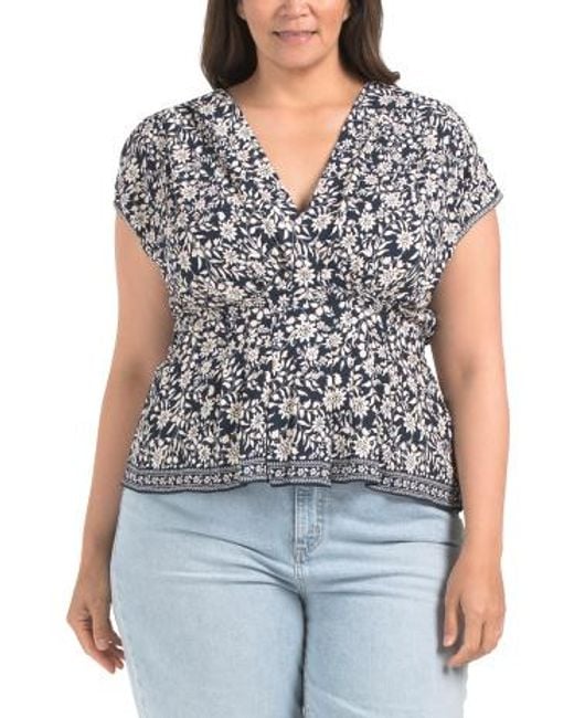 MARSHALLS Blue Plus Pleat Front Blouse For