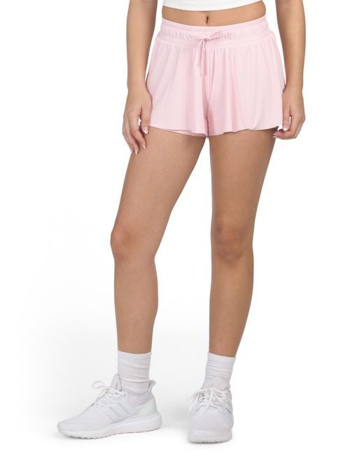 MARSHALLS Pink Ribbed Flutter Shorts With Compression For