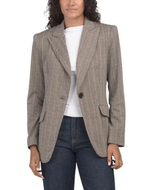 MARSHALLS Gray Double Knit Jacket With Single Button For