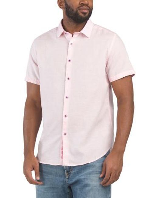Marshalls Linen Blend Borsi Short Sleeve Woven Shirt For in White for Men |  Lyst