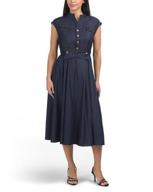 Marshalls Short Sleeve Midi Dress For in Blue | Lyst