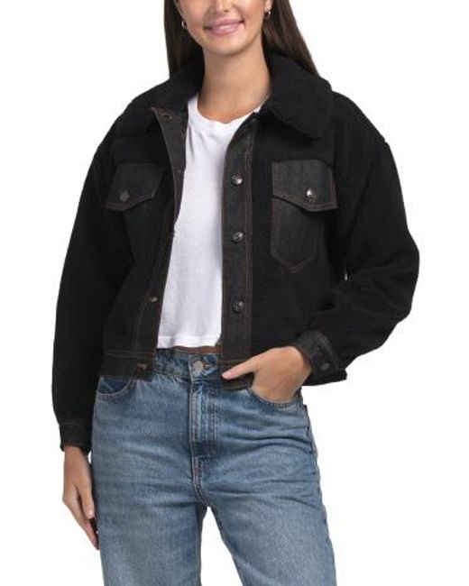 MARSHALLS Black Structured Sherpa Jacket For