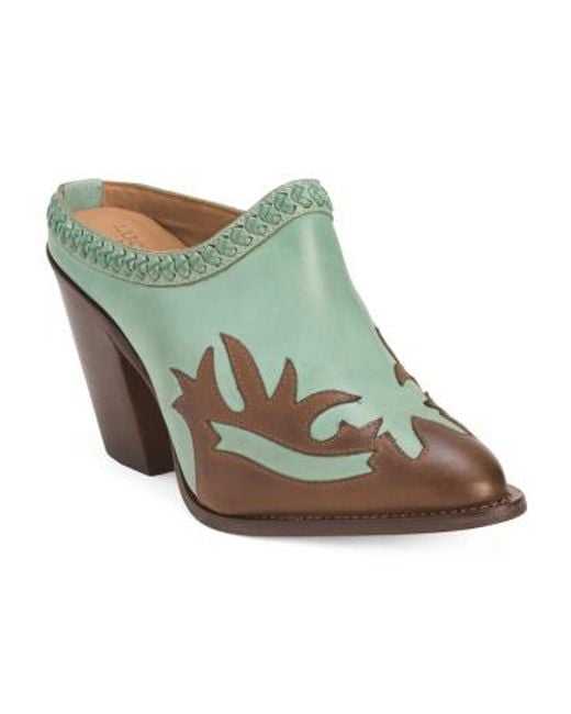 MARSHALLS Blue Leather Overlay Mules For