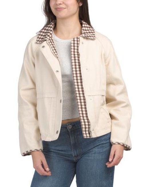 MARSHALLS Natural Jacket With Contrast Gingham Collar For