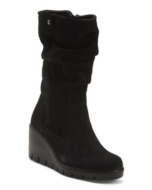 MARSHALLS Black Suede Wedge Booties For