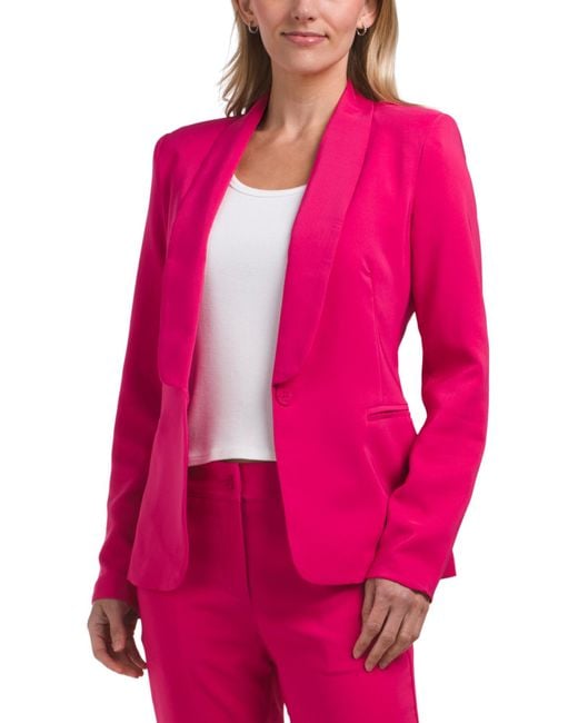 MARSHALLS Pink Solid Shawl Lapel Collar Blazer For