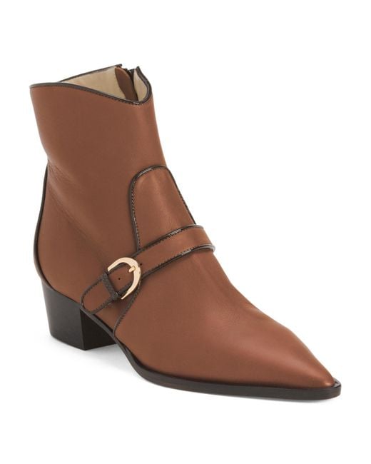 MARSHALLS Brown Leather Plotina Booties For