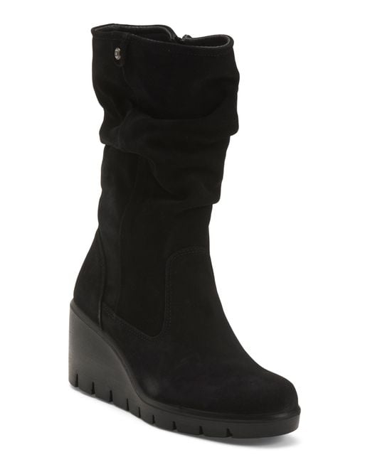 MARSHALLS Black Suede Wedge Booties For